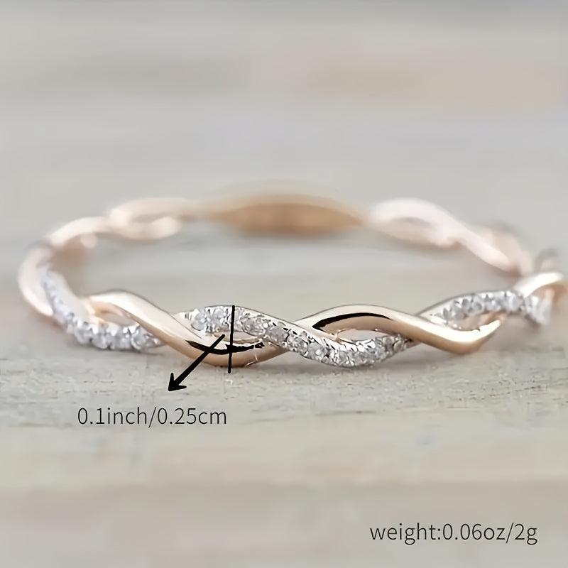 Artificial Diamond Twist Ring Couple Ring Women's Engagement Ring