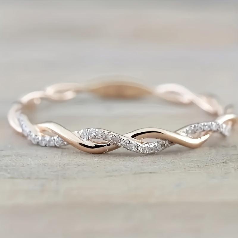 Artificial Diamond Twist Ring Couple Ring Women's Engagement Ring