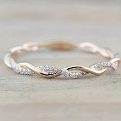 Artificial Diamond Twist Ring Couple Ring Women's Engagement Ring