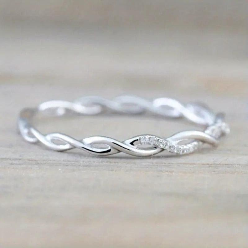 Artificial Diamond Twist Ring Couple Ring Women's Engagement Ring