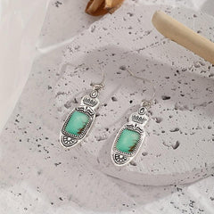 Vintage Pattern Turquoise Drop Earrings for Women