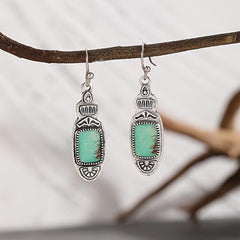 Vintage Pattern Turquoise Drop Earrings for Women