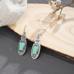 Vintage Pattern Turquoise Drop Earrings for Women