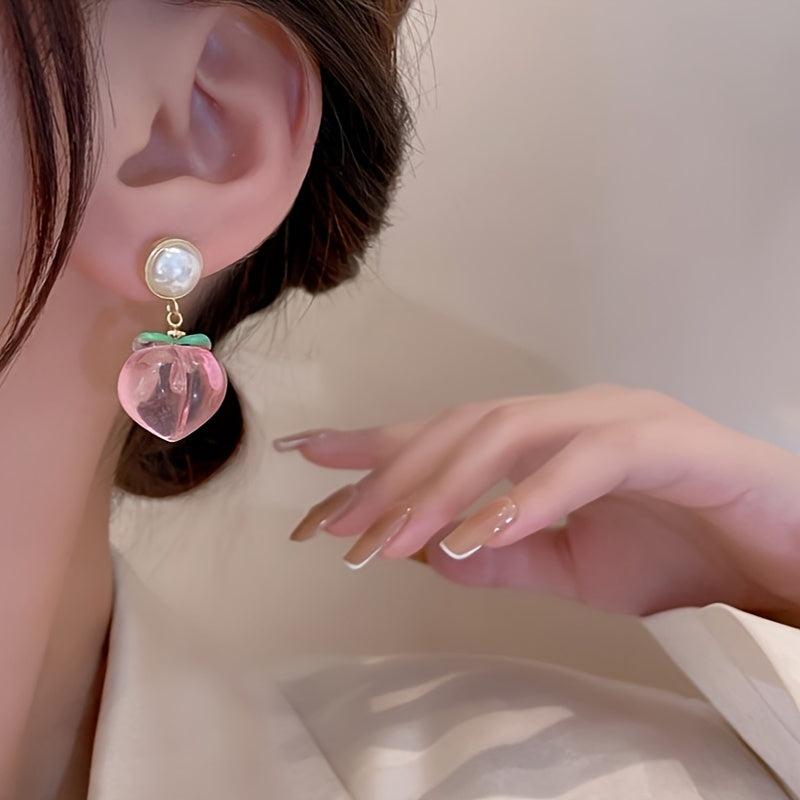 Faux Pearl Peach Stud Earrings Party Jewelry Holiday Gift