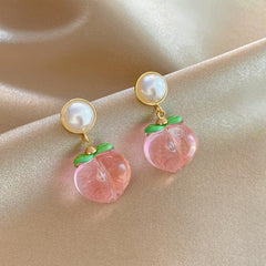 Faux Pearl Peach Stud Earrings Party Jewelry Holiday Gift
