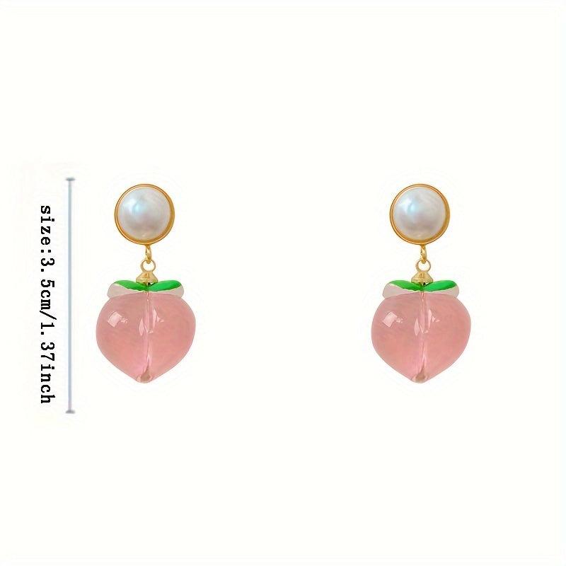 Faux Pearl Peach Stud Earrings Party Jewelry Holiday Gift