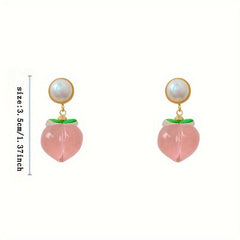 Faux Pearl Peach Stud Earrings Party Jewelry Holiday Gift