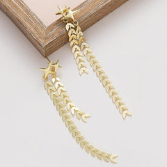 Vintage Style Tassel Alloy Earrings Stars & Wheat Shaped Earrings