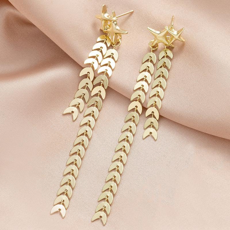 Vintage Style Tassel Alloy Earrings Stars & Wheat Shaped Earrings