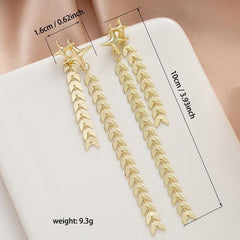 Vintage Style Tassel Alloy Earrings Stars & Wheat Shaped Earrings