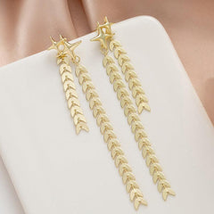 Vintage Style Tassel Alloy Earrings Stars & Wheat Shaped Earrings