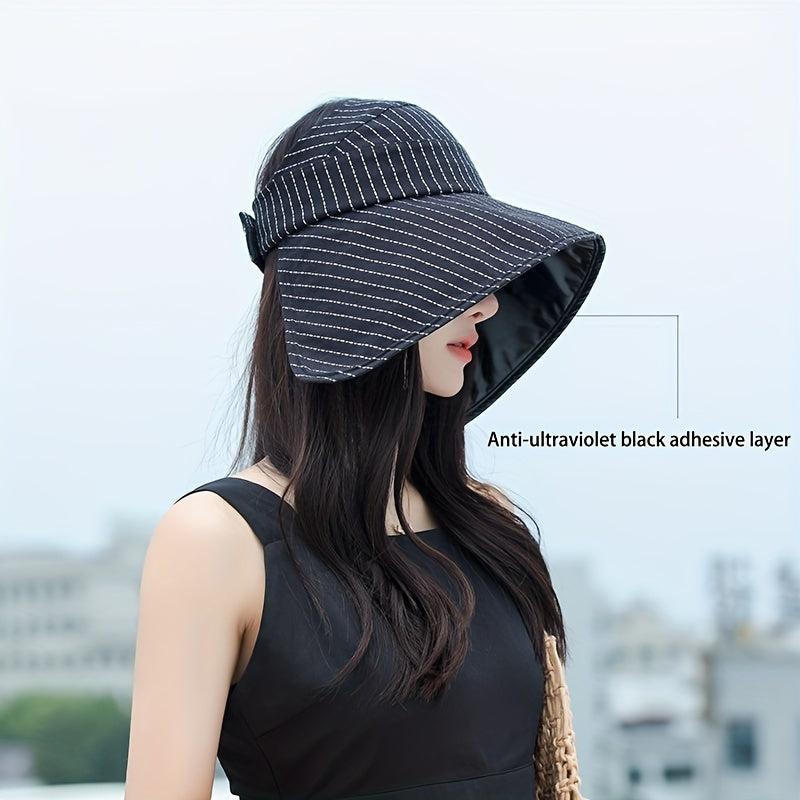 Striped UPF 50 Sun Hat Large Brim Foldable Fishing Summer Outdoor Hat