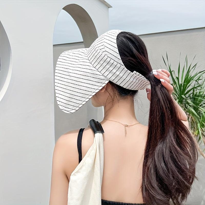 Striped UPF 50 Sun Hat Large Brim Foldable Fishing Summer Outdoor Hat