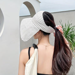 Striped UPF 50 Sun Hat Large Brim Foldable Fishing Summer Outdoor Hat