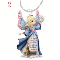 Peace Girls Cartoon Acrylic Necklace