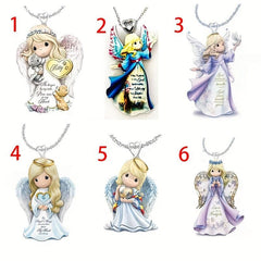 Peace Girls Cartoon Acrylic Necklace