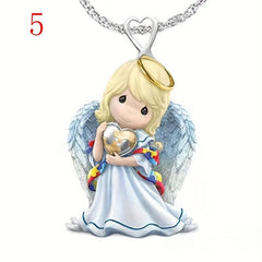 Peace Girls Cartoon Acrylic Necklace