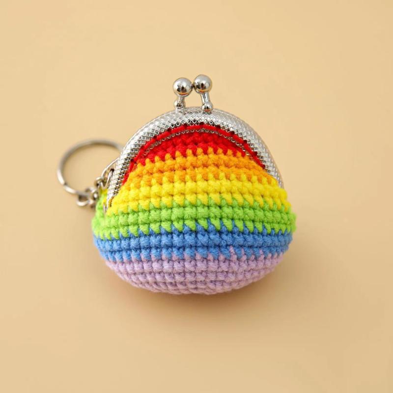 Cartoon Frog Duckling Knitted Bag Change Bag Keychain Key Ring Mini Golden Mouth