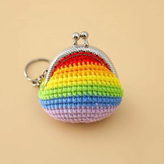 Cartoon Frog Duckling Knitted Bag Change Bag Keychain Key Ring Mini Golden Mouth