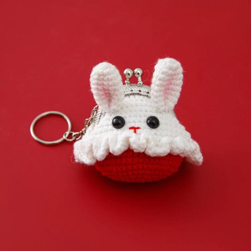 Cartoon Frog Duckling Knitted Bag Change Bag Keychain Key Ring Mini Golden Mouth