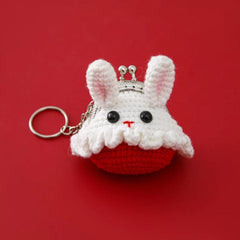 Cartoon Frog Duckling Knitted Bag Change Bag Keychain Key Ring Mini Golden Mouth