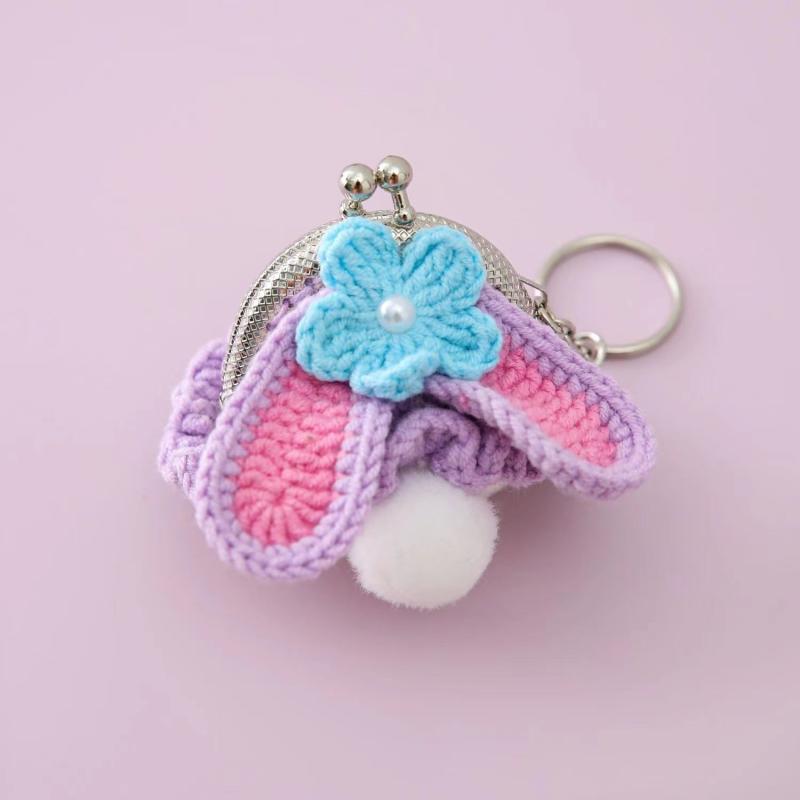 Cartoon Frog Duckling Knitted Bag Change Bag Keychain Key Ring Mini Golden Mouth