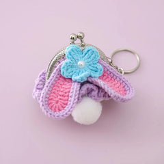 Cartoon Frog Duckling Knitted Bag Change Bag Keychain Key Ring Mini Golden Mouth