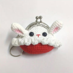 Cartoon Frog Duckling Knitted Bag Change Bag Keychain Key Ring Mini Golden Mouth