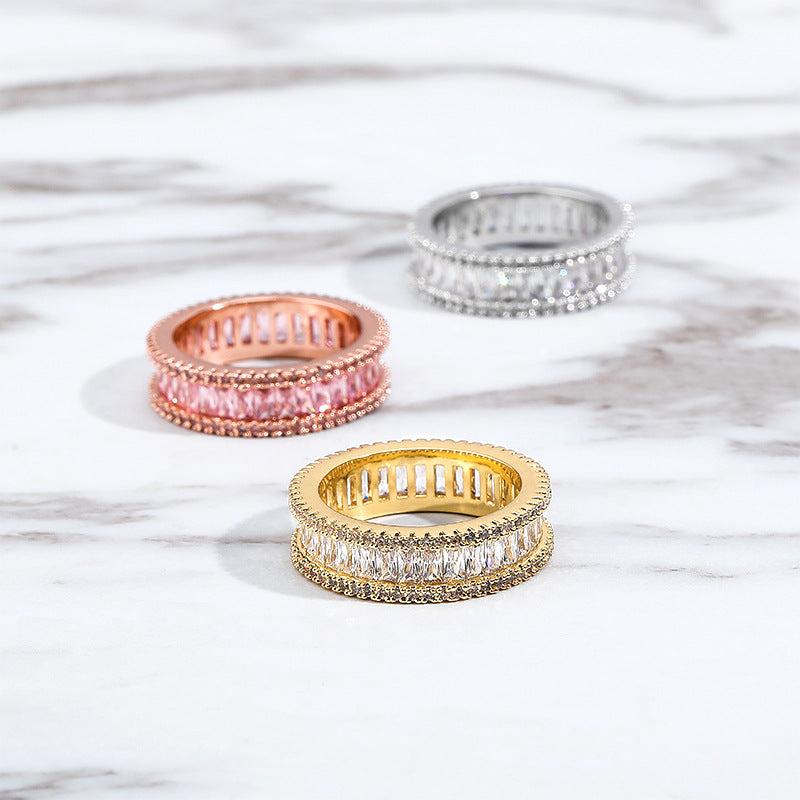 Micro Inlaid Zircon Wedding Couple Ring Gift