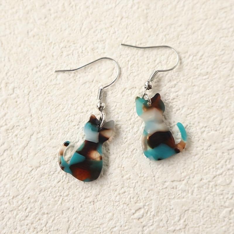 Cat Acrylic Hook Earrings Gift for Women