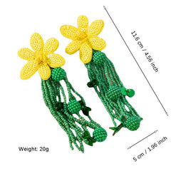 Bohemian Tassel Beaded Flower Sequins Earrings