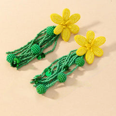 Bohemian Tassel Beaded Flower Sequins Earrings