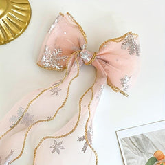 Kids Ponytail Headdress Ice & Snow Bow Hairpin Princess Hairband
