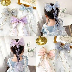 Kids Ponytail Headdress Ice & Snow Bow Hairpin Princess Hairband