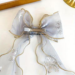 Kids Ponytail Headdress Ice & Snow Bow Hairpin Princess Hairband