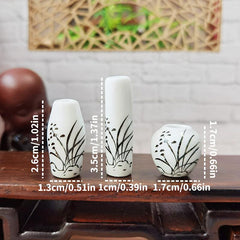 3pcs Mini Hand-painted Orchid Ceramic Vase Decoration