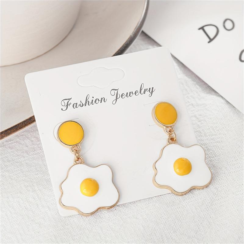 Cartoon Egg Dangle Earrings Gift for Women - Scrambled Egg Jewelry