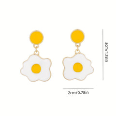 Cartoon Egg Dangle Earrings Gift for Women - Scrambled Egg Jewelry