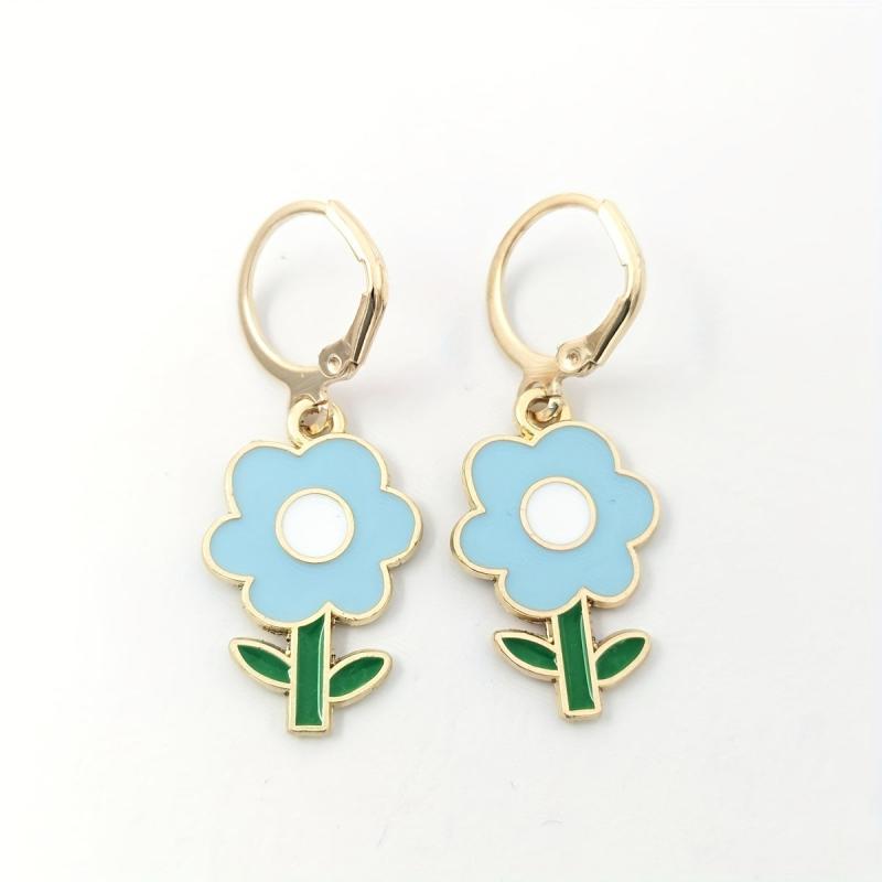 Small Flower Drip Pendant Sun Flower Earrings Birthday Gift For Girls