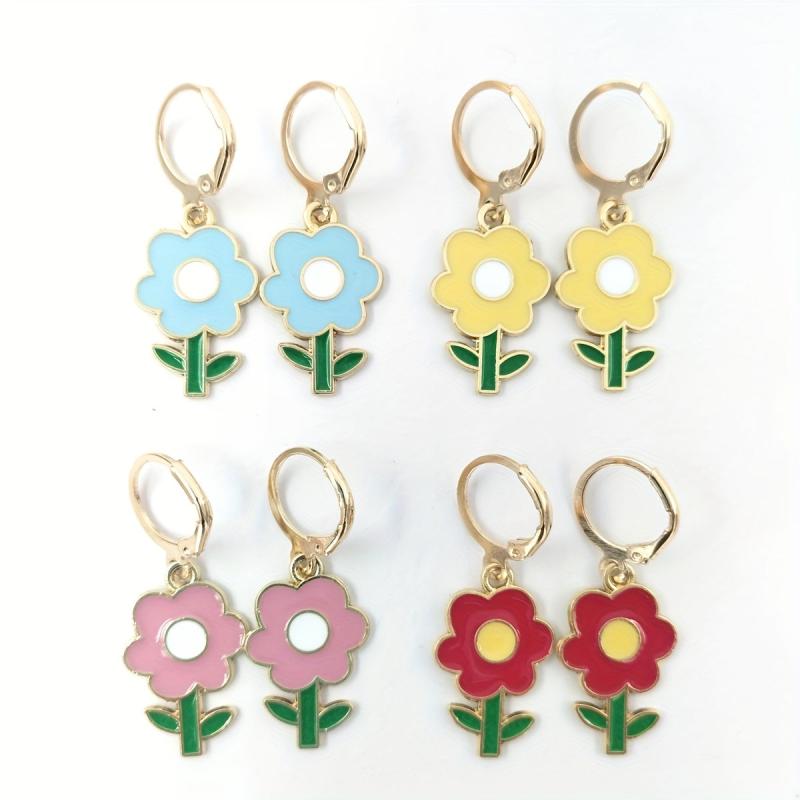 Small Flower Drip Pendant Sun Flower Earrings Birthday Gift For Girls