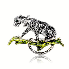 Retro Leopard Brooch Alloy Drop Climbing Leopard Antique Chest Flower