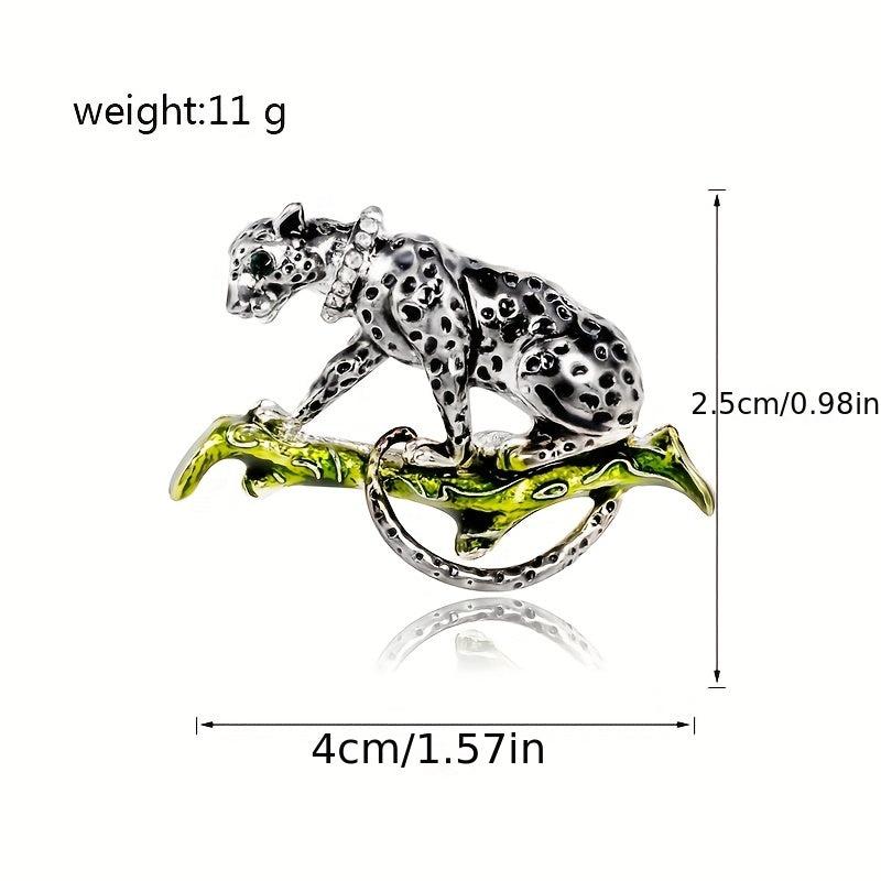 Retro Leopard Brooch Alloy Drop Climbing Leopard Antique Chest Flower