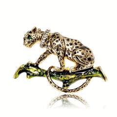 Retro Leopard Brooch Alloy Drop Climbing Leopard Antique Chest Flower