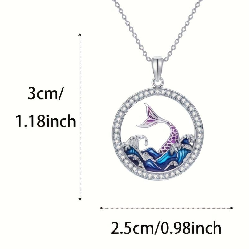 Mermaid Ring Pendant Necklace Mermaid Necklace Birthday Women Jewelry