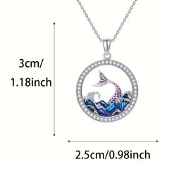 Mermaid Ring Pendant Necklace Mermaid Necklace Birthday Women Jewelry