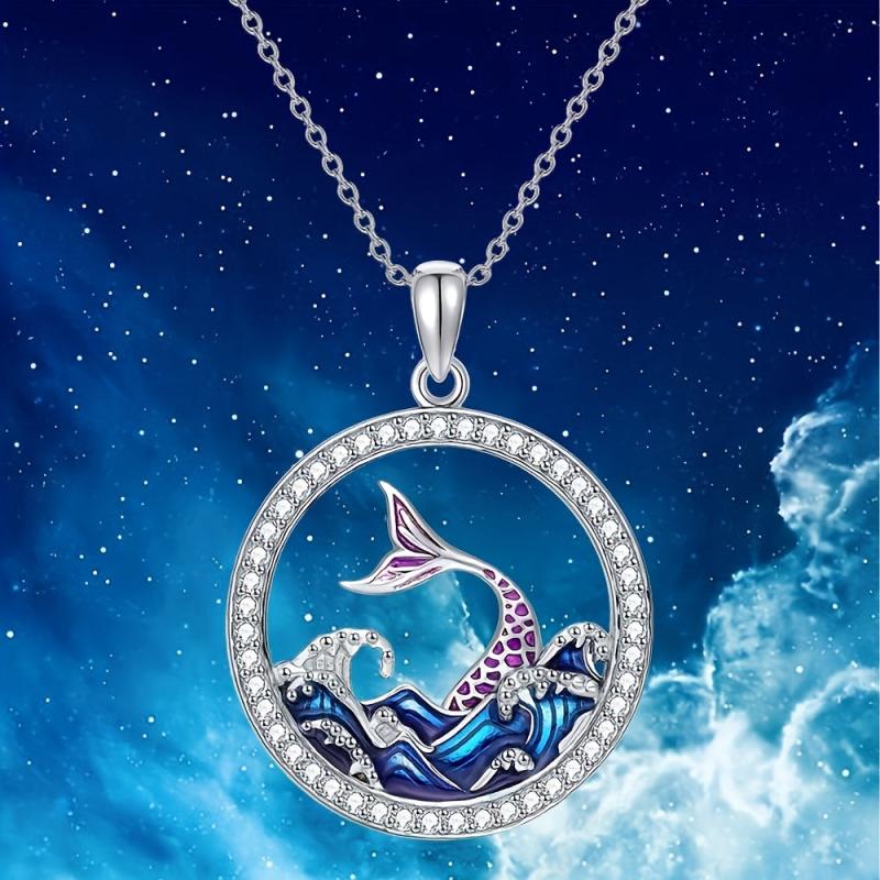 Mermaid Ring Pendant Necklace Mermaid Necklace Birthday Women Jewelry