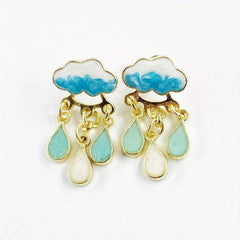 Cloud Raindrop Earrings Silver Needle Style
