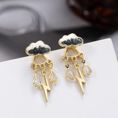 Cloud Raindrop Earrings Silver Needle Style