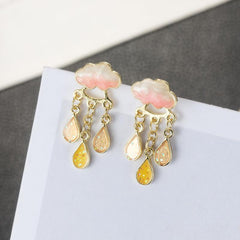 Cloud Raindrop Earrings Silver Needle Style