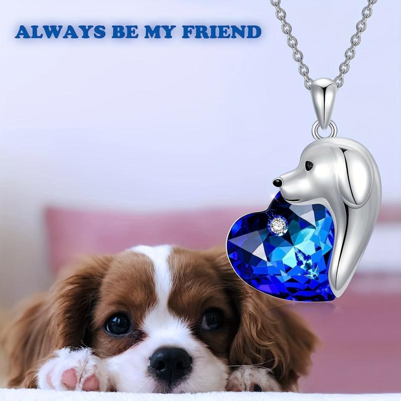 Artificial Gemstone Puppy Pendant Necklace for Women
